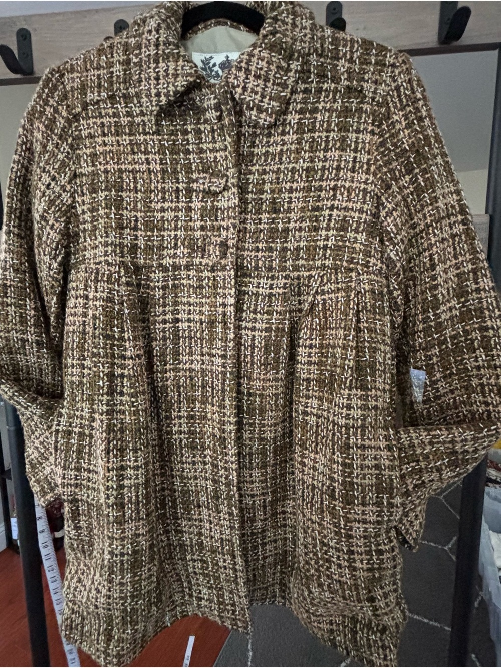 BB Dakota Brown & Cream Tweed A-Line Coat
